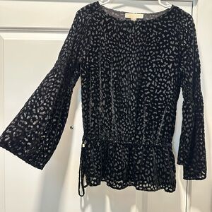 MICHAEL Michael Kors Velvet Black and Transparent Bell Sleeve Blouse